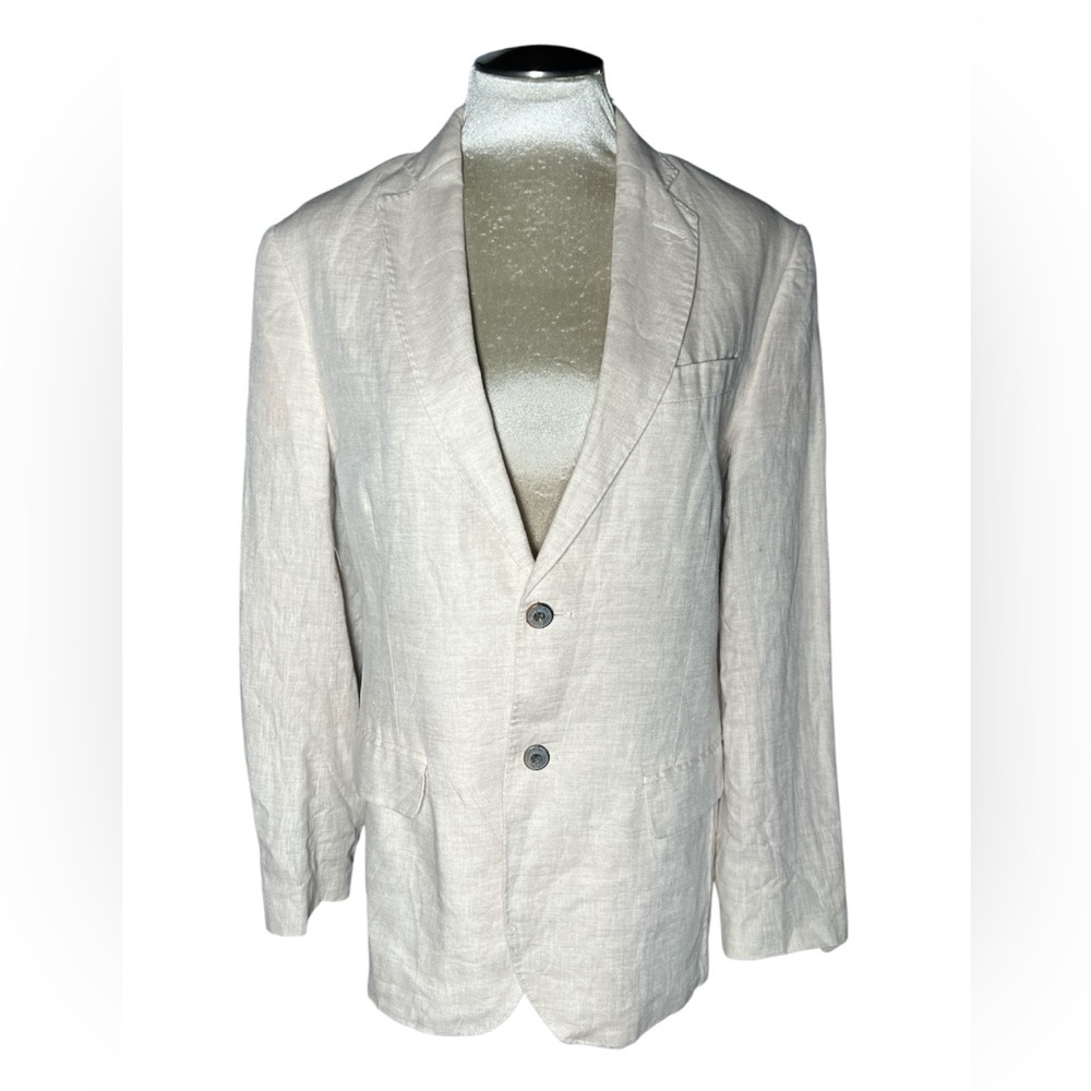 Tasso Elba Island Linen Blazer in Tan women’s S